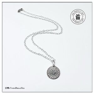 Elegant Sterling Silver Medallion Pendant Necklace